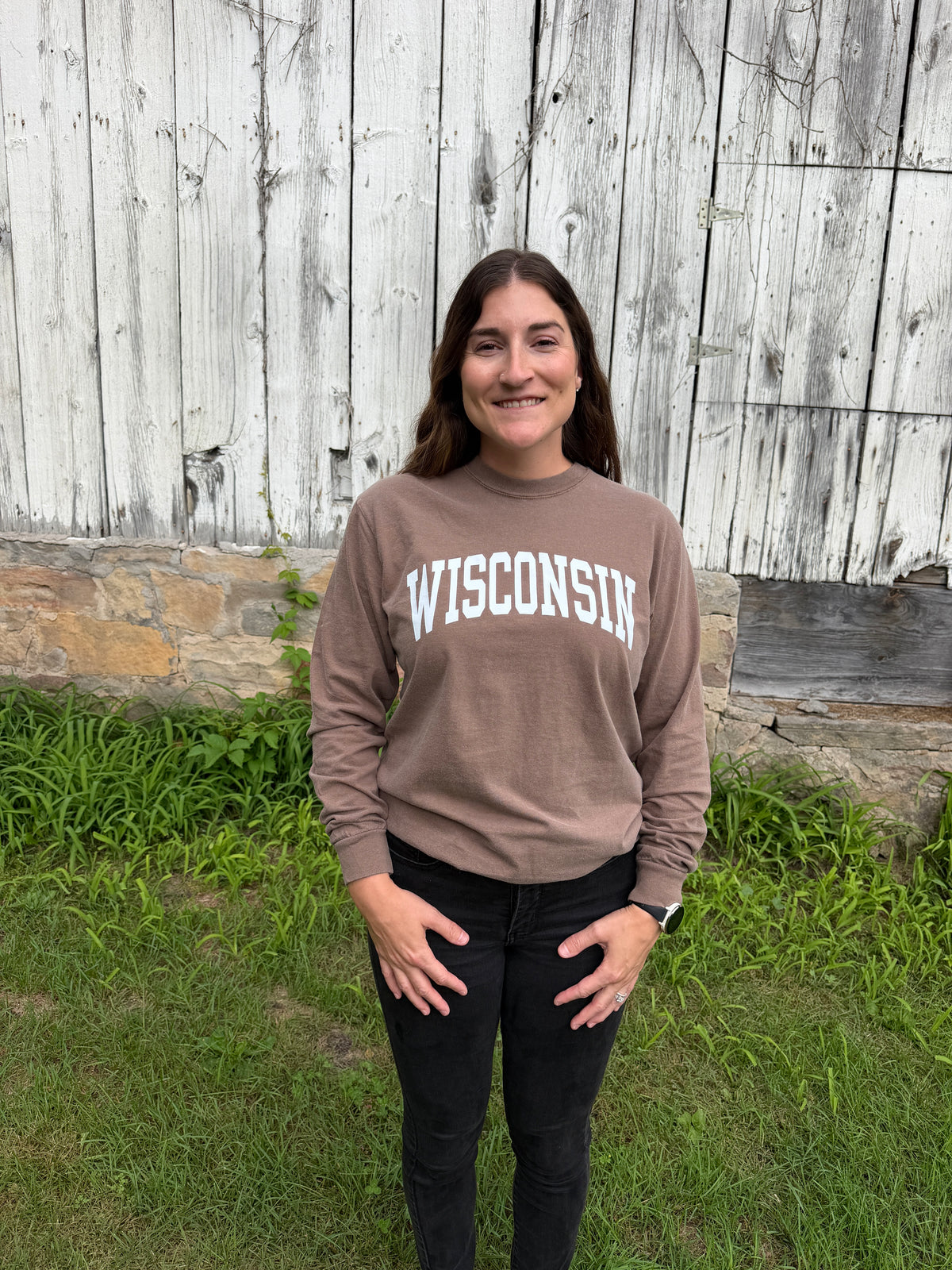 Wisconsin State Long Sleeve Shirt: Espresso