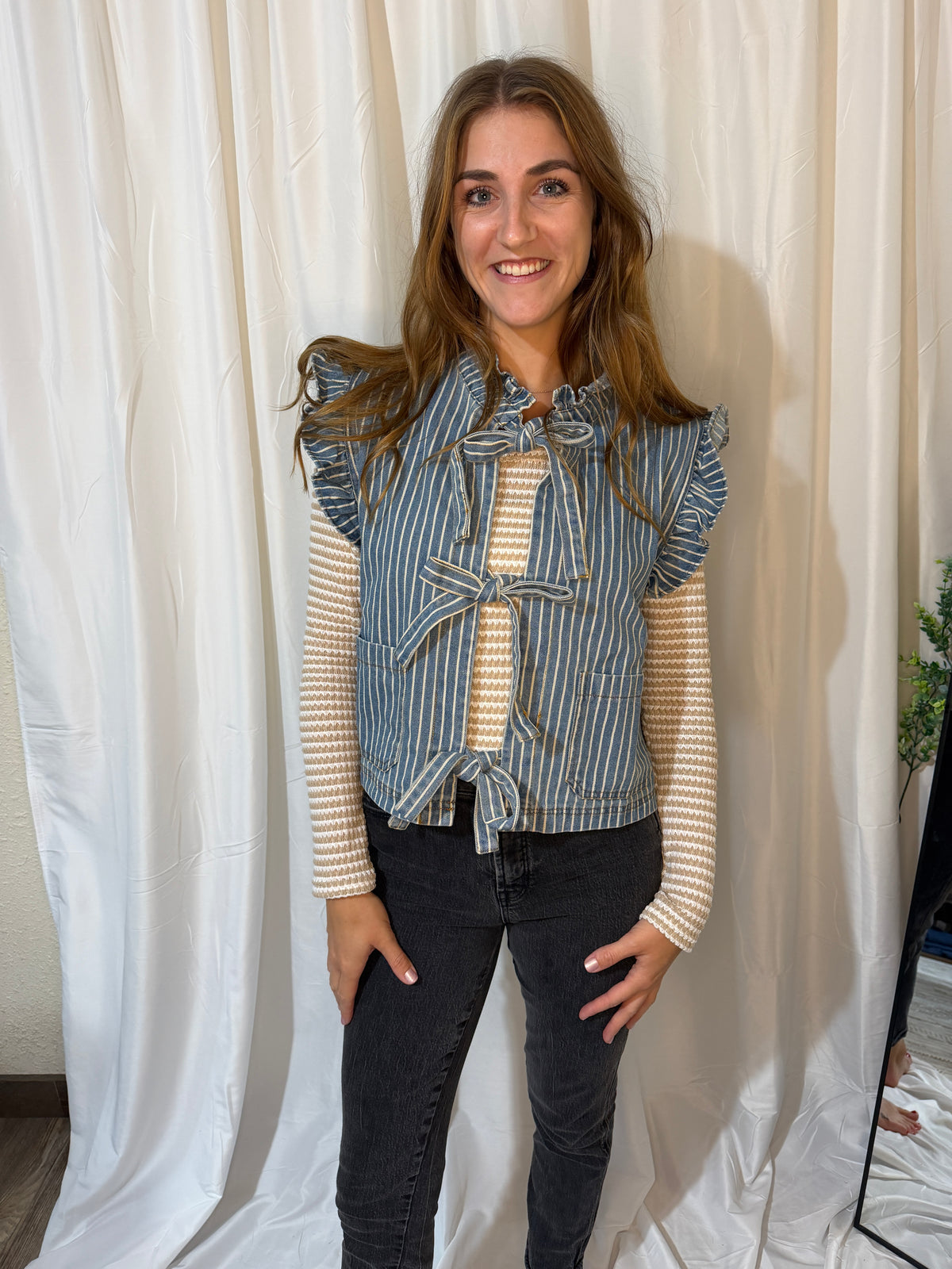 Square Neck Slim Fit Knit Top: Beige