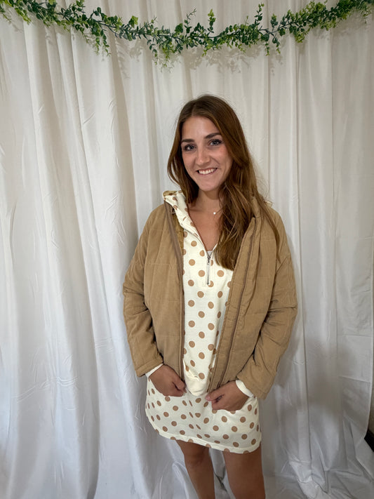 Quilted Zip-Up Jacket with Stand Collar