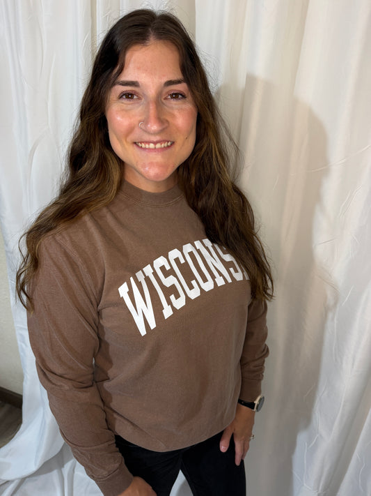 Wisconsin State Long Sleeve Shirt: Espresso