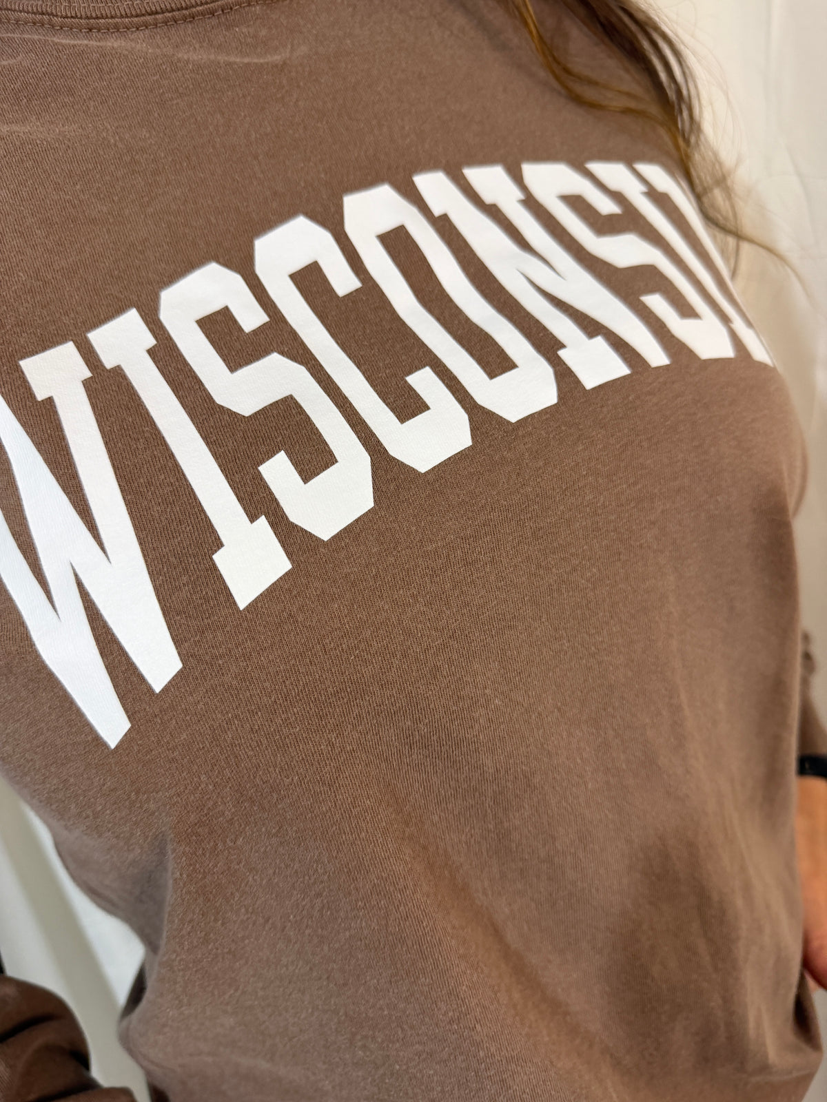 Wisconsin State Long Sleeve Shirt: Espresso